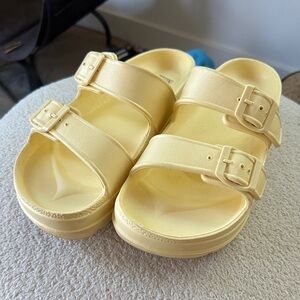 Wild Yellow Yellow Double Strap Sandals